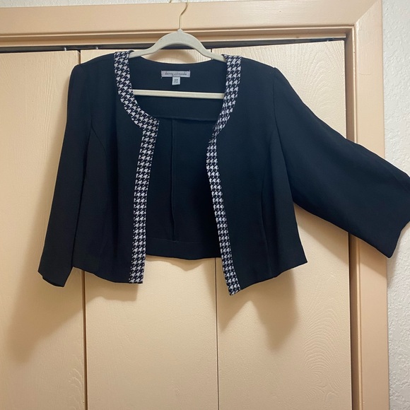 Danny and Nicole black dress with matching jacket.  Houndstooth accents.  16W - Picture 5 of 6